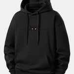 Black Cat Print Relax Fit Hoodie