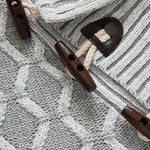 Jacquard Horn Button Turtleneck Sweater