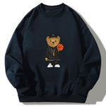 Basketball Bear Print Crew Neck Relaxed Sweatshirt