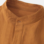 Solid Color Basic Henley Shirts & Linen Cotton Blend 11" Shorts