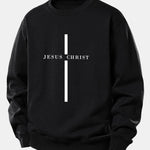 Jesus Christ Stripe Print Relax Fit Sweatshirt