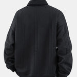 Geometric Jacquard Polo Collar Sweatshirt