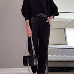 Glam High Rise Sparkly Sequin Joggers