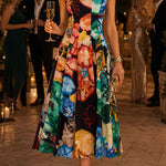 Sleeveless Floral Print Swing Midi Dress