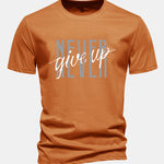 Regular Fit Never Give Up Print Cotton T-Shirt