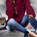Margovil Mockneck Solid Cable Knit Pullover Sweater
