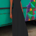 Margovil Solid Criss Cross Backless Maxi Cami Dress