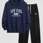 New York Print Relax Fit Hoodie & Straight Leg Corduroy Pants