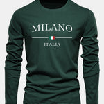 Long Sleeve Milano Print Cotton T-Shirt