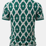 Retro Rhombus Geometric Knit Shirt & Slim Fit Tapered Trousers