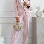 Notch Lapel Double Breasted Pocketed Blazer