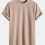 Muscle Fit Ribbed Arc Hem T-Shirt
