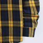 Plaid Contrast Button Up Hooded Shirt