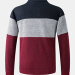 Color Block Patchwork Zip Up Sweater