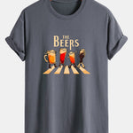 Regular Fit Beer Print Cotton T-Shirt