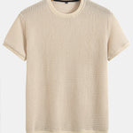 Short Sleeve Waffle Ribbed Hem T-Shirt