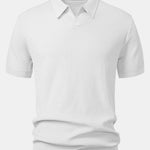 Wave Jacquard Knit V Neck Polo Shirt & Slim Fit Tapered Trousers