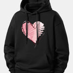 Doodle Heart Print Relax Fit Hoodie
