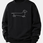 Line Dachshund Print Relax Fit Sweatshirt & Straight Leg Pleated Pintuck Sweatpants