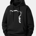 Outline Cat Print Relax Fit Hoodie