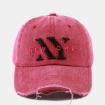 Retro New York Embroidery Cotton Washed Distressed Baseball Cap