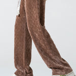 Checkerboard Textured Straight Leg Pants