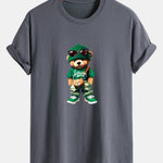 Regular Fit Trendy Bear Print Cotton T-Shirt