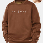 Victory Slogan Print Teddy Fleece Lined Sweatshirt