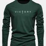 Long Sleeve Victory Slogan Print Cotton T-Shirt