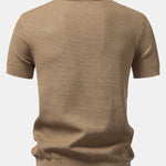 Textured Johnny Collar Crocheted Knit Polo