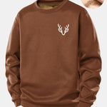 Deer Head Print Teddy Fleece Lined Sweatshirt