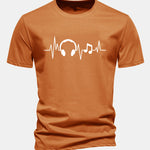 Regular Fit Heartbeat Music Print Cotton T-Shirt