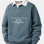 Brooklyn Print Contrast Polo Collar Sweatshirt