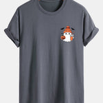 Regular Fit Halloween Ghost Pumpkin Print Cotton T-Shirt