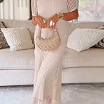 Margovil Crewneck Hollow Out Maxi Vacation Dress with Detachable Liner