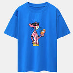 Vacation Pink Panther Print Drop Shoulder Oversize T-Shirt