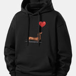 Heart-shaped Balloon Dachshund Print Relax Fit Hoodie
