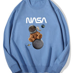 Space Bear Print Cotton Sweatshirt