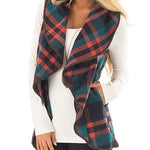 Margovil Lush Sleeveless Plaid Jacket Vest with Pockets