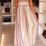 Strapless Tube Striped Swing Maxi Dress