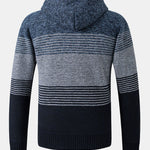 Zip Up Striped Hooded Sweater
