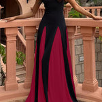 Margovil Spaghetti Strap Color Block Swing Maxi Party Dress(7 Colors Available!)