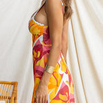 Sleeveless Ric Rac Trim Printed Mini Dress