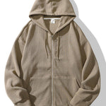 Relaxed Waffle Zip Hoodie