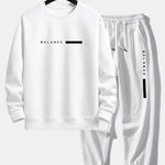 Balance Stripe Print Relax Fit Crew Neck Sweatshirt & Jogging Pants