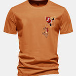Regular Fit Pocket Santa Print Cotton T-Shirt