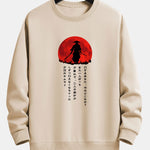 Japanese Samurai Print Relax Fit Sweatshirt