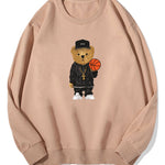 Basketball Bear Print Cotton Sweatshirt