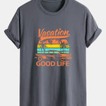 Regular Fit Good Life On Vacation Print Cotton T-Shirt