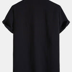 Crinkled Texture Stand Collar Shirt